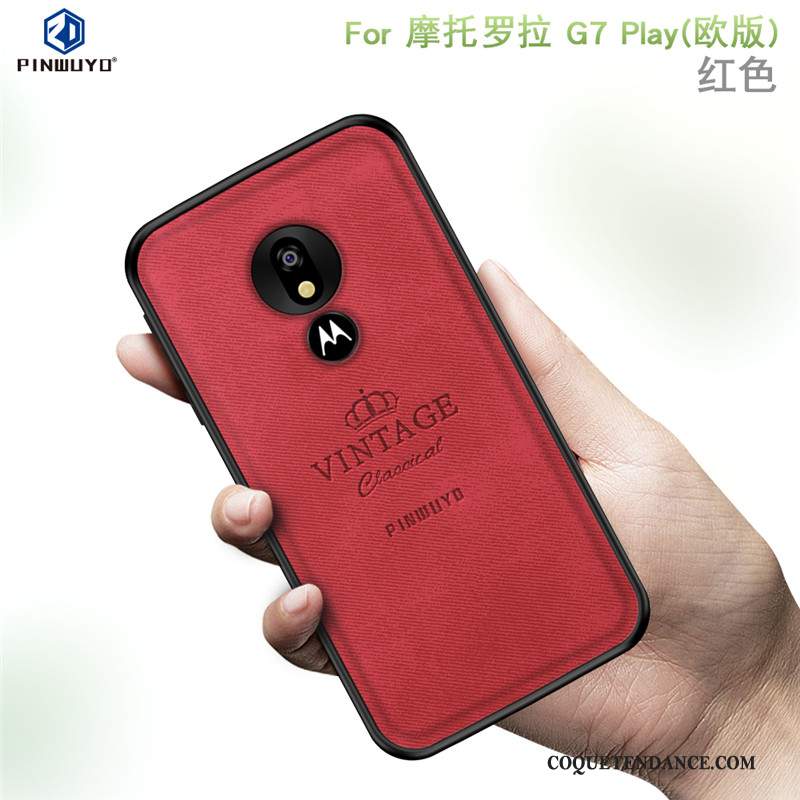 Moto G7 Play Coque Protection Étui Bleu Modèle Fleurie Fluide Doux