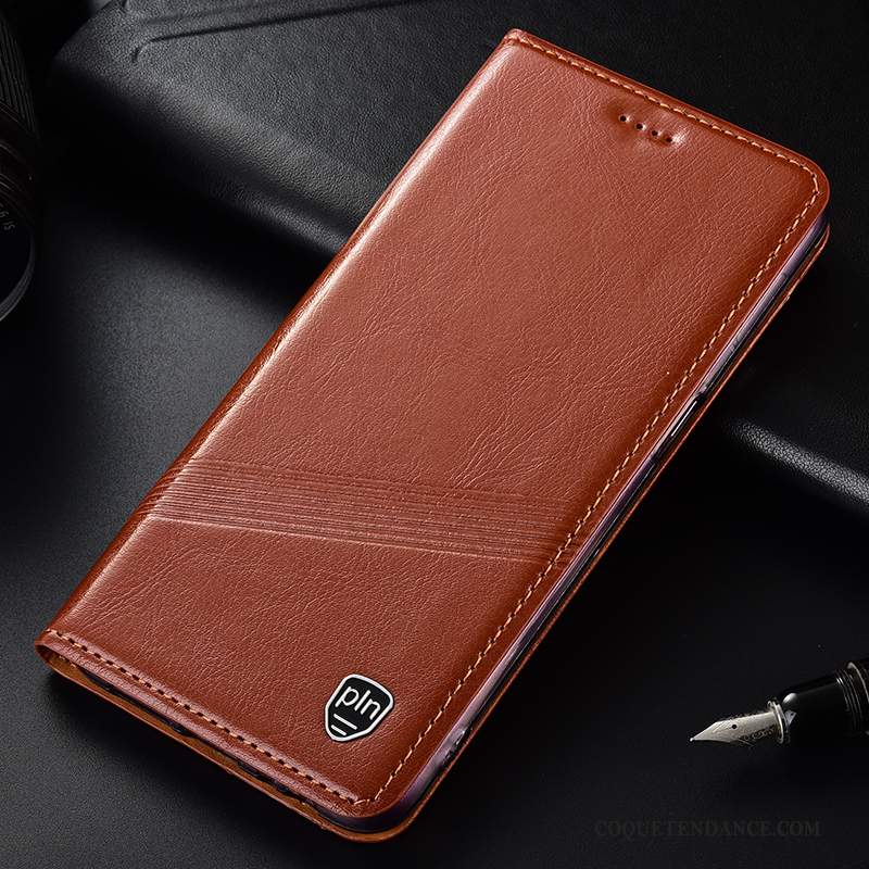 Moto G7 Plus Coque Protection Étui Marron Tout Compris Modèle Fleurie