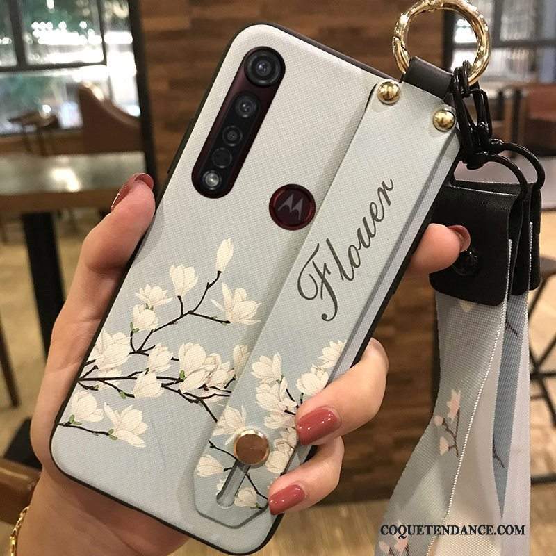 Moto G8 Plus Coque Blanc Chaud Protection Fleur Petit