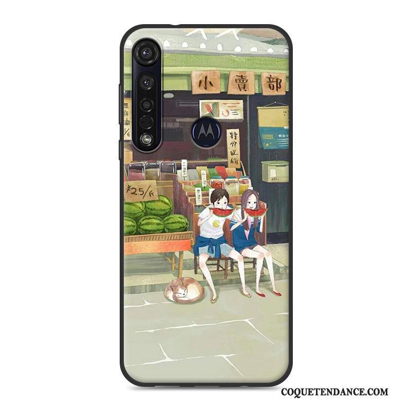 Moto G8 Plus Coque Frais Noir Incassable Fluide Doux De Téléphone