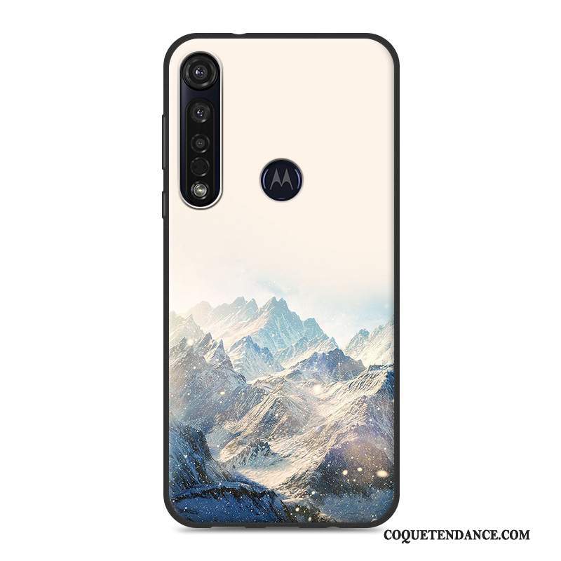 Moto G8 Plus Coque Paysage Peinture De Téléphone Jaune Fluide Doux