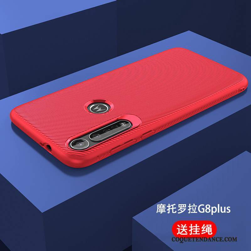 Moto G8 Plus Coque Protection Rouge De Téléphone Fluide Doux Étui