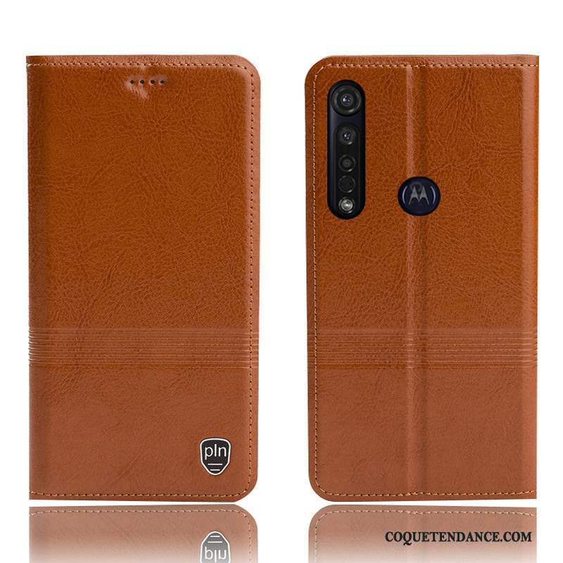 Moto G8 Plus Coque Rouge Étui Housse De Téléphone Cuir Véritable