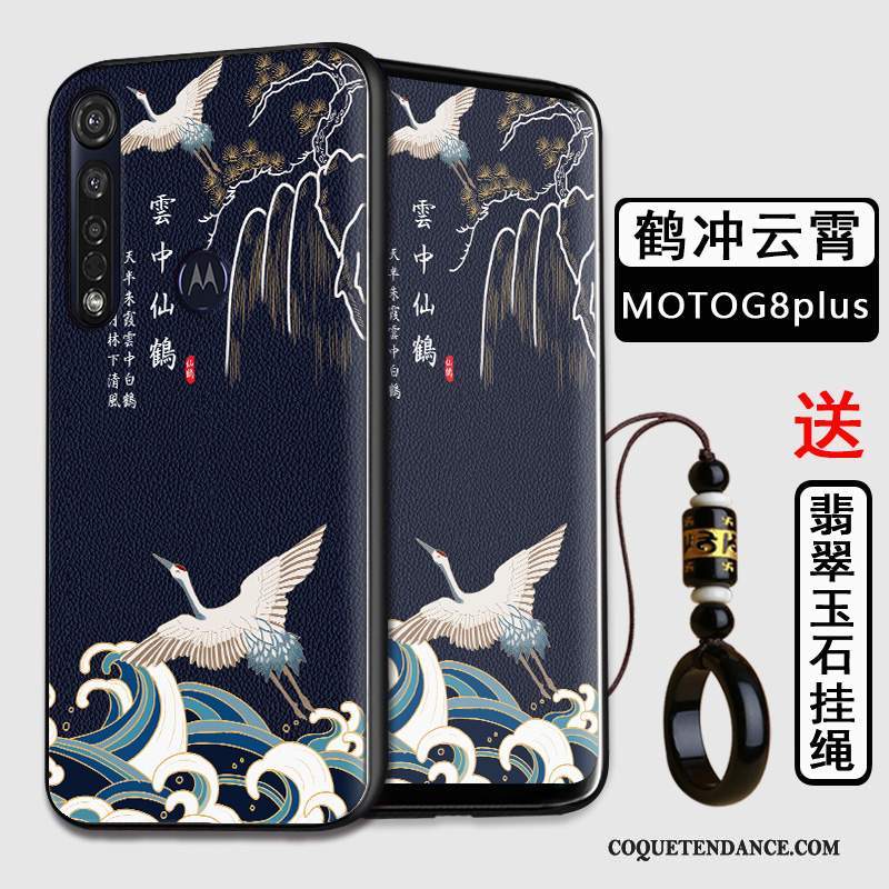 Moto G8 Plus Coque Style Chinois Noir Tout Compris Fluide Doux Protection