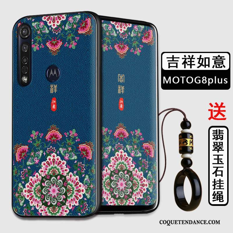 Moto G8 Plus Coque Style Chinois Noir Tout Compris Fluide Doux Protection