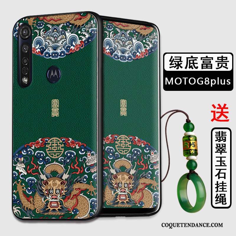 Moto G8 Plus Coque Style Chinois Noir Tout Compris Fluide Doux Protection