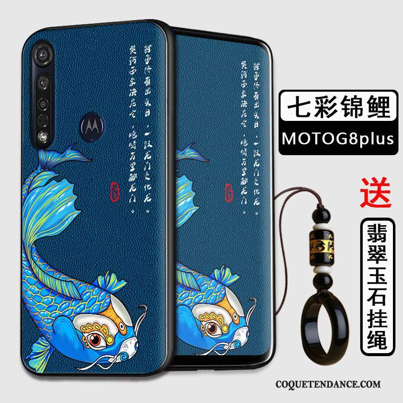 Moto G8 Plus Coque Style Chinois Noir Tout Compris Fluide Doux Protection