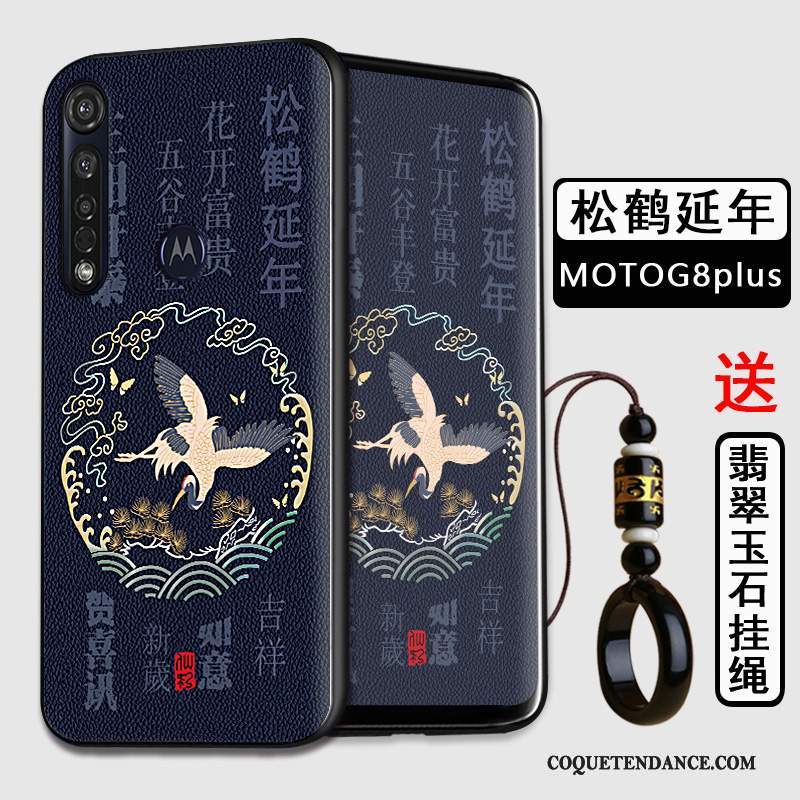 Moto G8 Plus Coque Style Chinois Noir Tout Compris Fluide Doux Protection