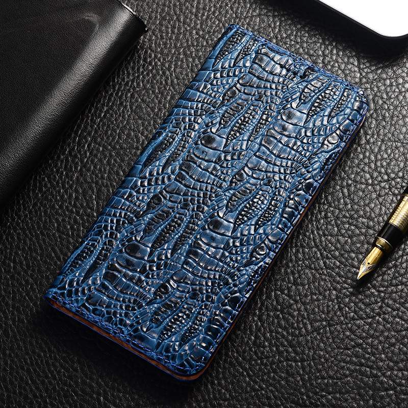 Moto G8 Power Coque Protection Housse Étui Crocodile Bleu