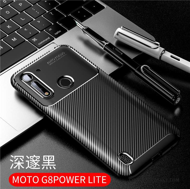 Moto G8 Power Lite Coque Fluide Doux Silicone Tout Compris Bleu Délavé En Daim