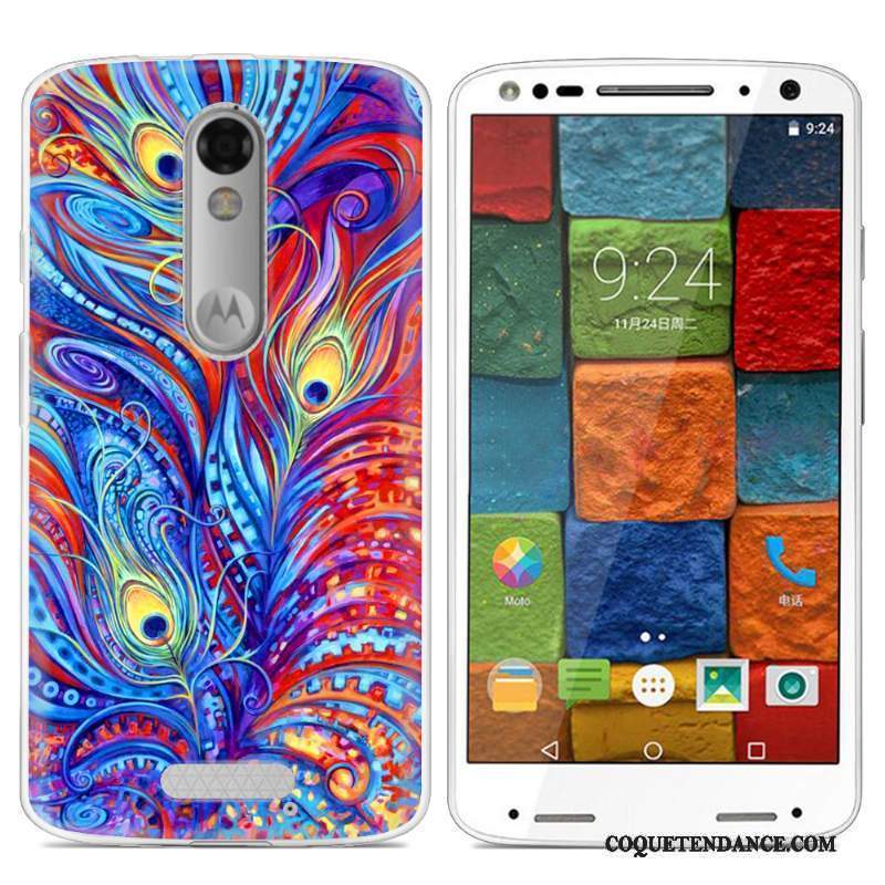 Moto X Force Coque Peinture Fluide Doux Multicolore Protection De Téléphone