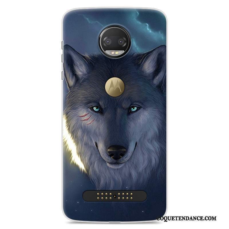 Moto Z2 Force Edition Coque Peinture Protection Bleu Étui