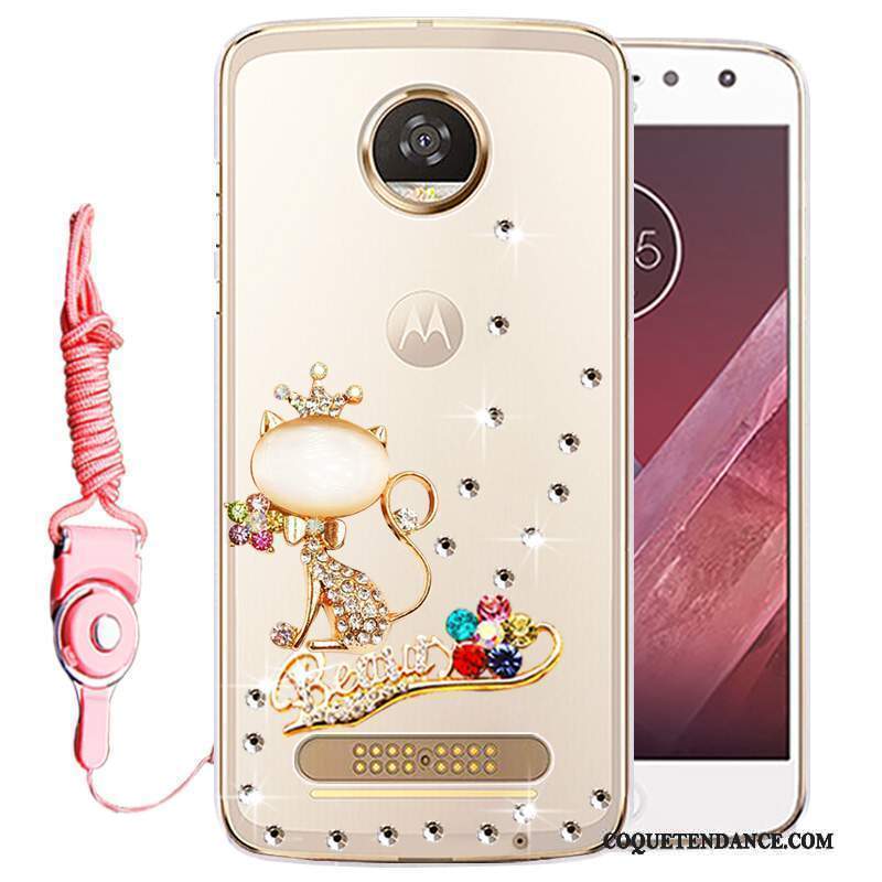 Moto Z2 Play Coque Or Strass Protection Étui De Téléphone