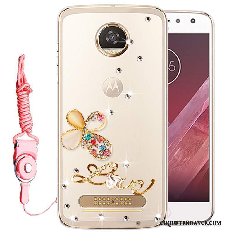 Moto Z2 Play Coque Or Strass Protection Étui De Téléphone