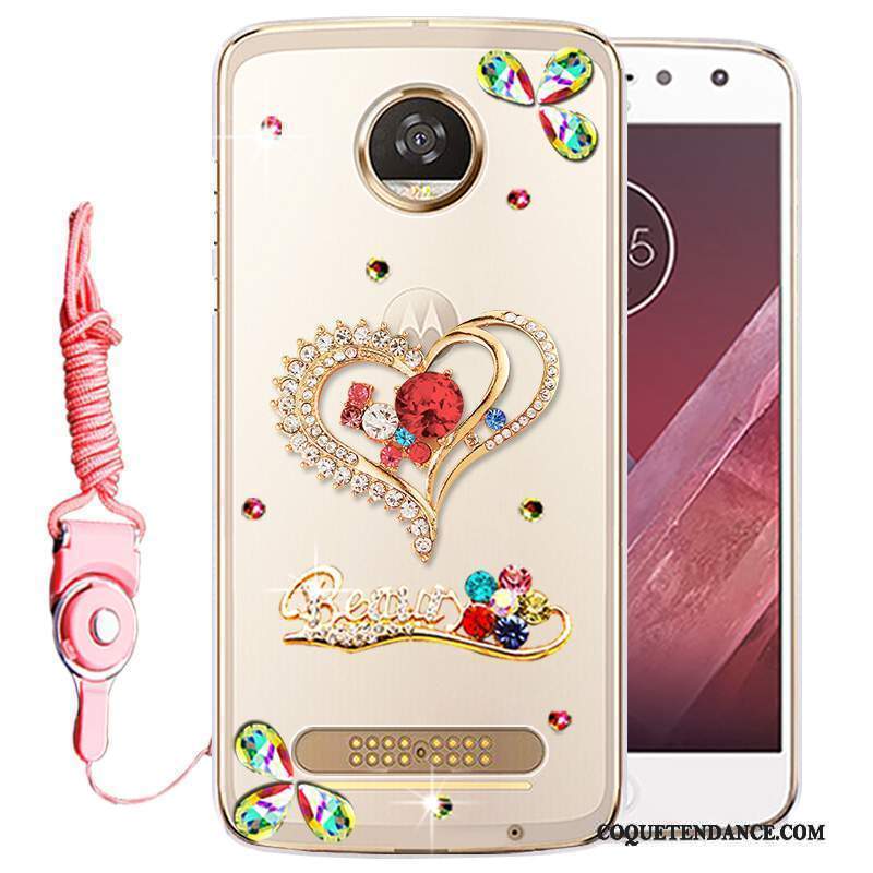 Moto Z2 Play Coque Or Strass Protection Étui De Téléphone