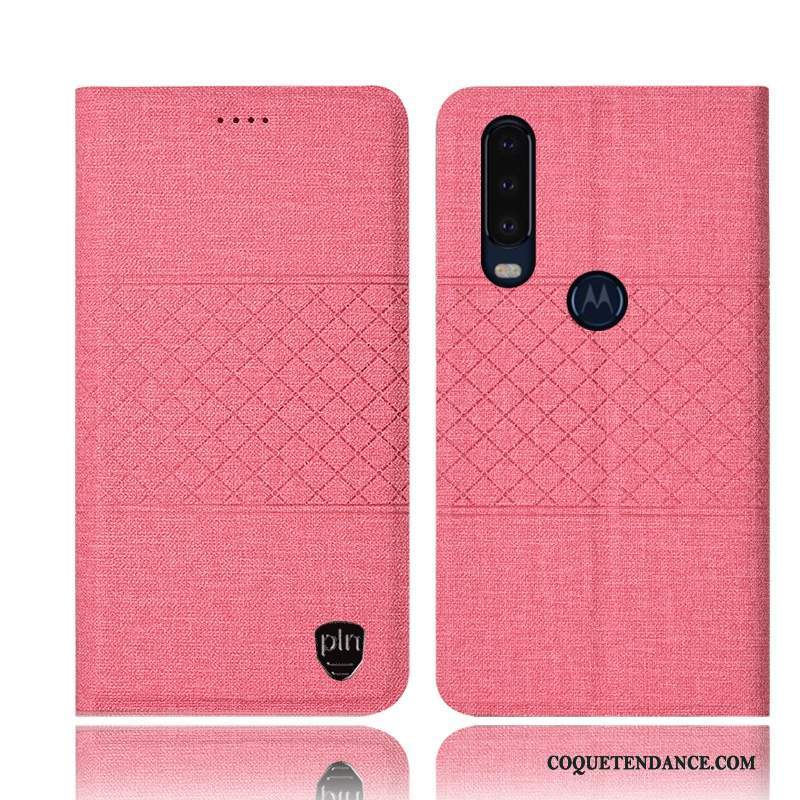 Motorola One Action Coque Housse Rose Protection Incassable Lin