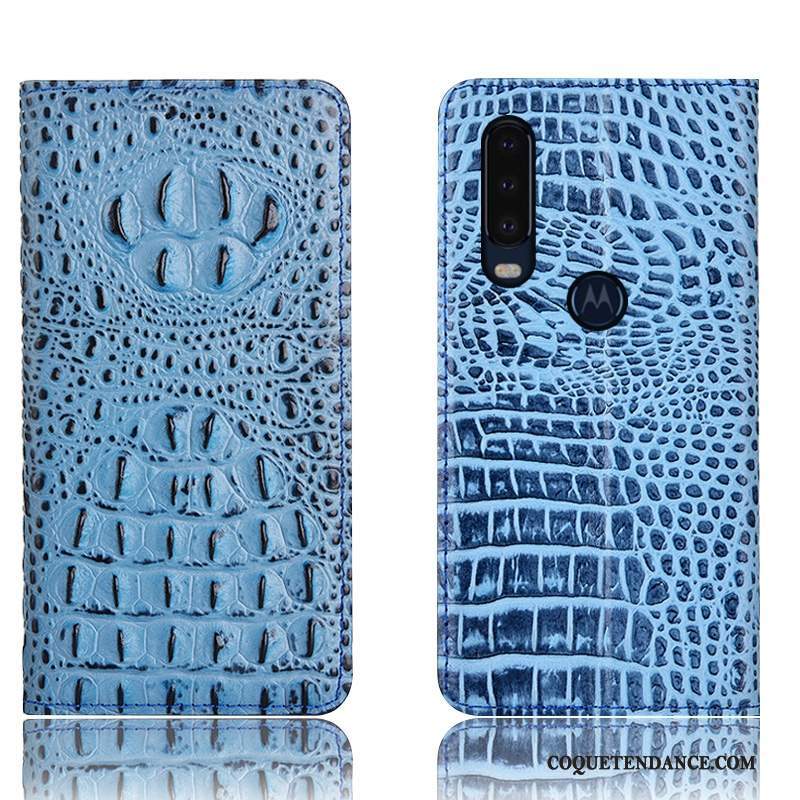 Motorola One Action Coque Étui En Cuir Protection De Téléphone Crocodile Incassable