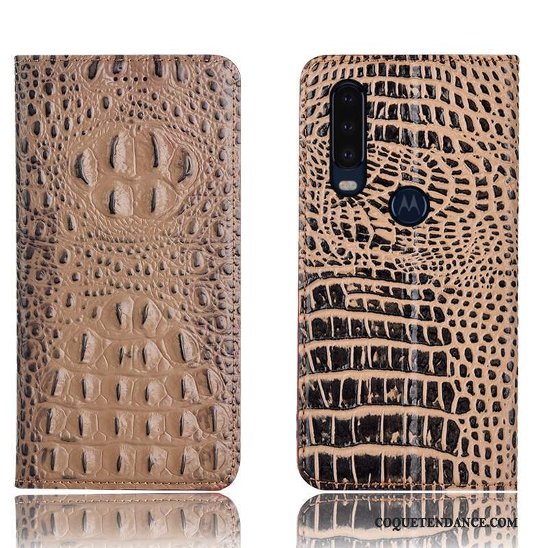 Motorola One Action Coque Étui En Cuir Protection De Téléphone Crocodile Incassable