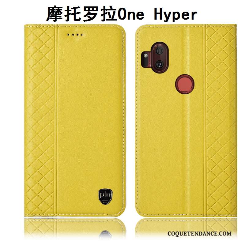 Motorola One Hyper Coque De Téléphone Incassable Protection Jaune Étui En Cuir