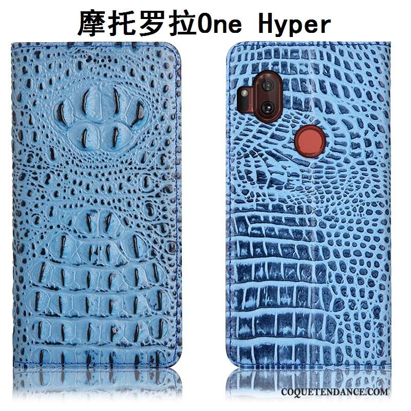 Motorola One Hyper Coque Housse Étui Cuir Véritable Protection De Téléphone