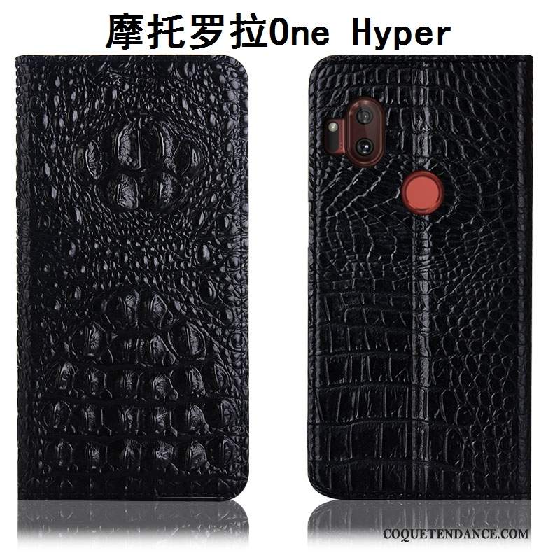 Motorola One Hyper Coque Housse Étui Cuir Véritable Protection De Téléphone