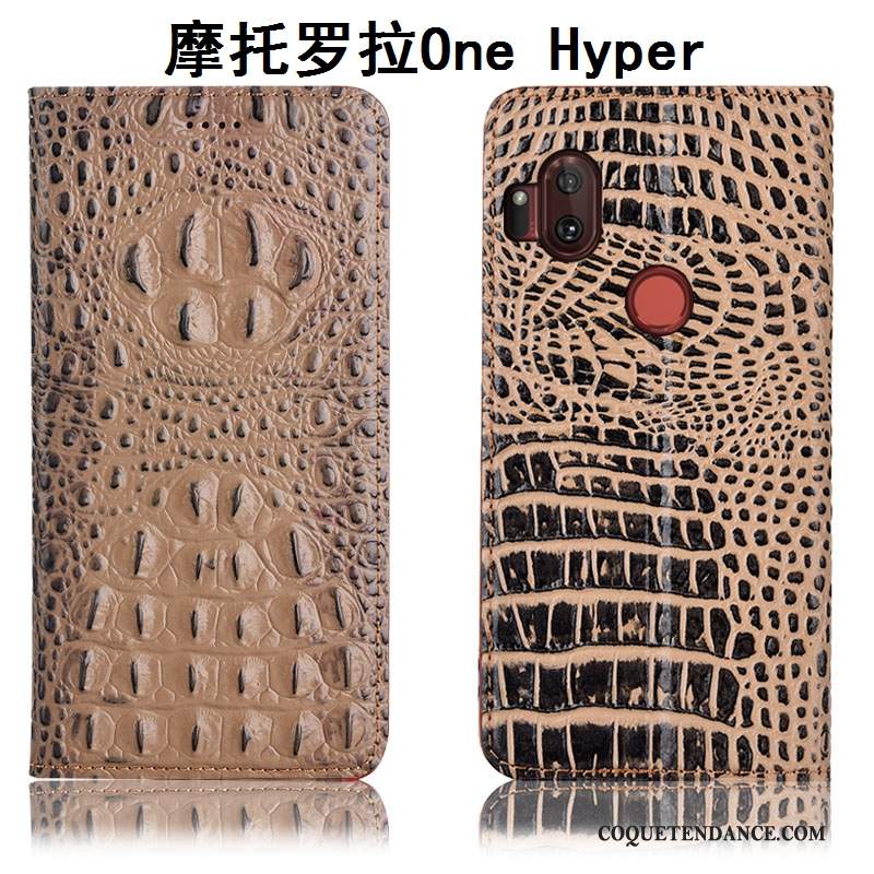 Motorola One Hyper Coque Housse Étui Cuir Véritable Protection De Téléphone