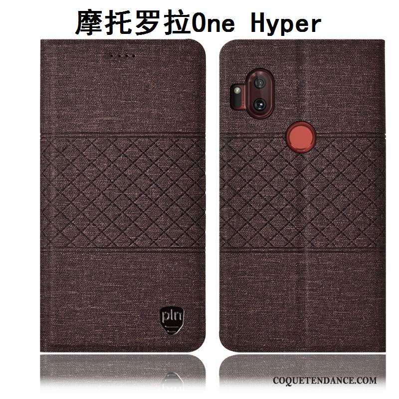 Motorola One Hyper Coque Étui En Cuir Incassable De Téléphone Protection Gris