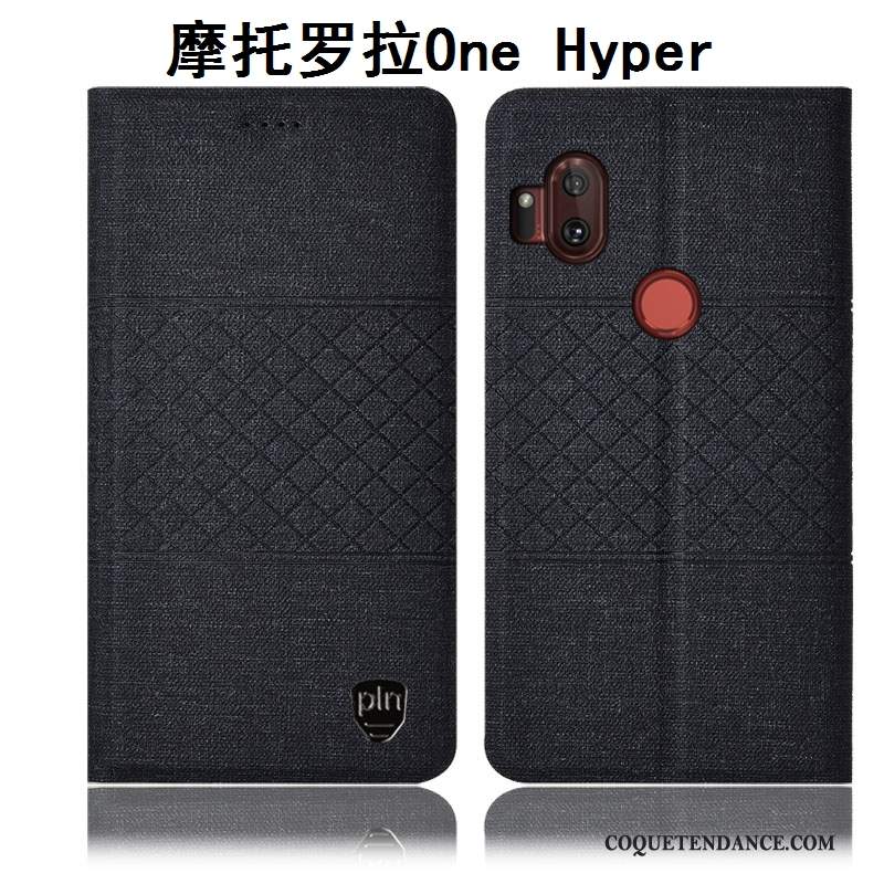 Motorola One Hyper Coque Étui En Cuir Incassable De Téléphone Protection Gris