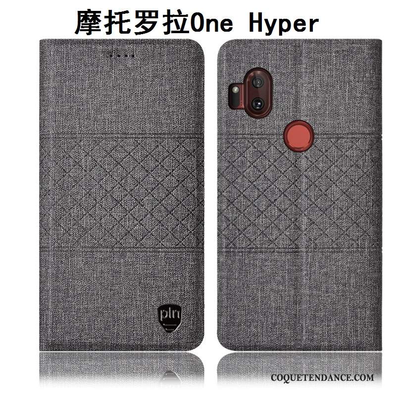 Motorola One Hyper Coque Étui En Cuir Incassable De Téléphone Protection Gris