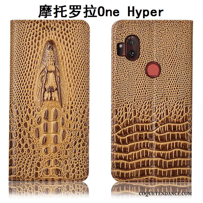 Motorola One Hyper Coque Étui Housse Cuir Véritable Protection Tout Compris