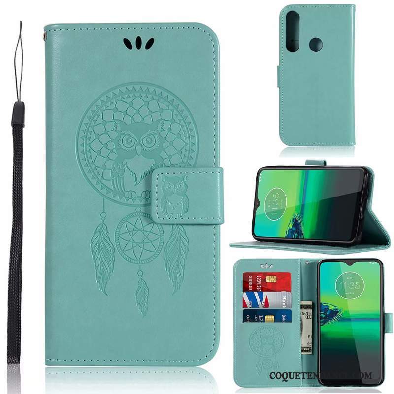 Motorola One Macro Coque Carte Protection Modèle Fleurie Gris Étui