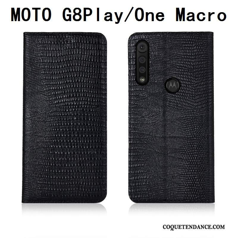 Motorola One Macro Coque Fluide Doux Tout Compris Cuir Véritable Étui