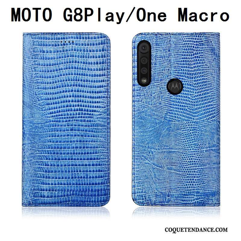 Motorola One Macro Coque Fluide Doux Tout Compris Cuir Véritable Étui