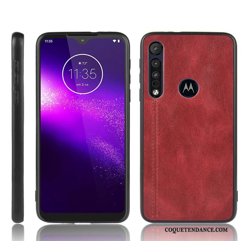 Motorola One Macro Coque Rouge Étui Protection Modèle Fleurie