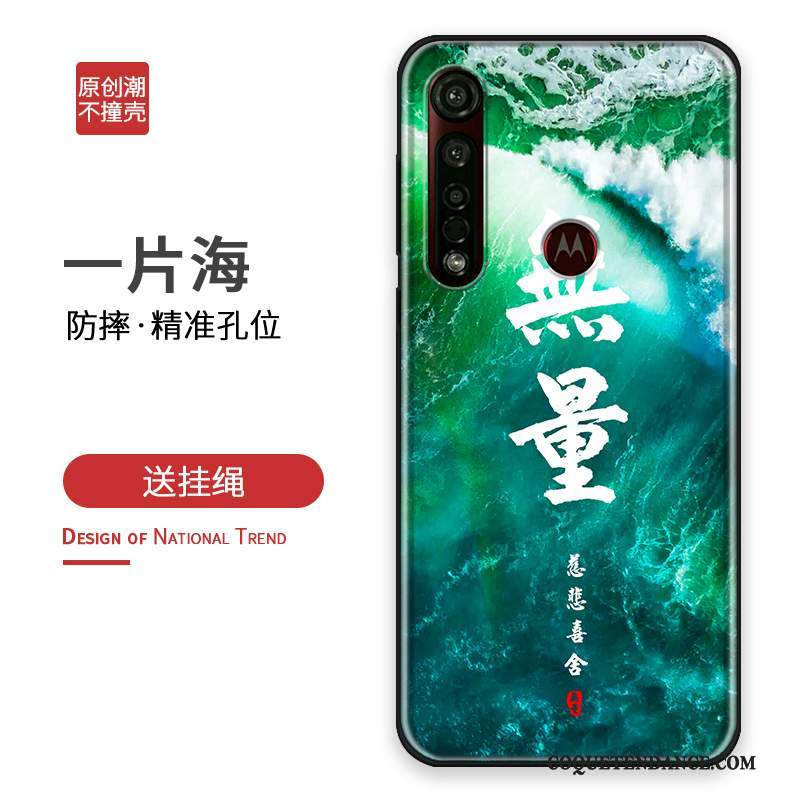 Motorola One Macro Coque Étui Vert Personnalité Incassable Tendance