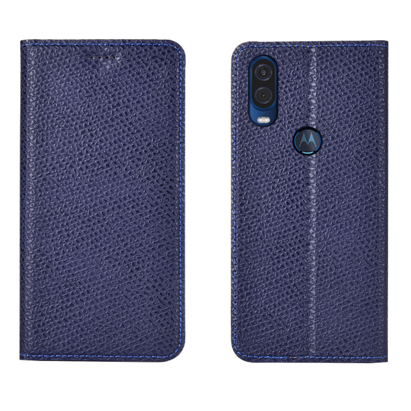 Motorola One Vision Coque Bleu Marin Modèle Fleurie Housse Étui Incassable