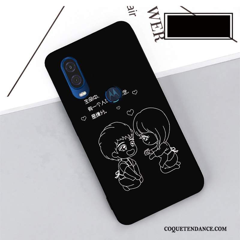 Motorola One Vision Coque Noir Étui De Téléphone Fluide Doux Protection