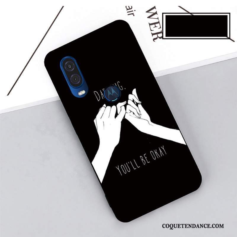 Motorola One Vision Coque Noir Étui De Téléphone Fluide Doux Protection