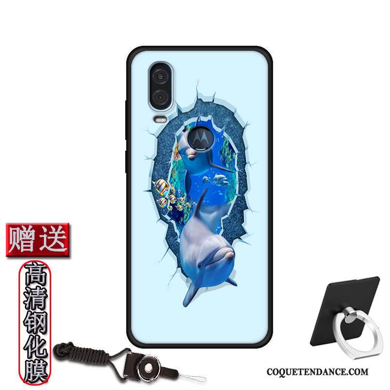 Motorola One Vision Coque Nouveau Fluide Doux Bleu Personnalisé Incassable