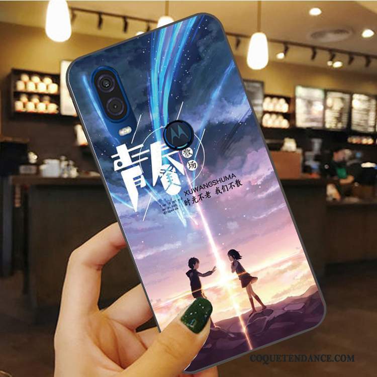 Motorola One Vision Coque Protection Bleu Fluide Doux Étui