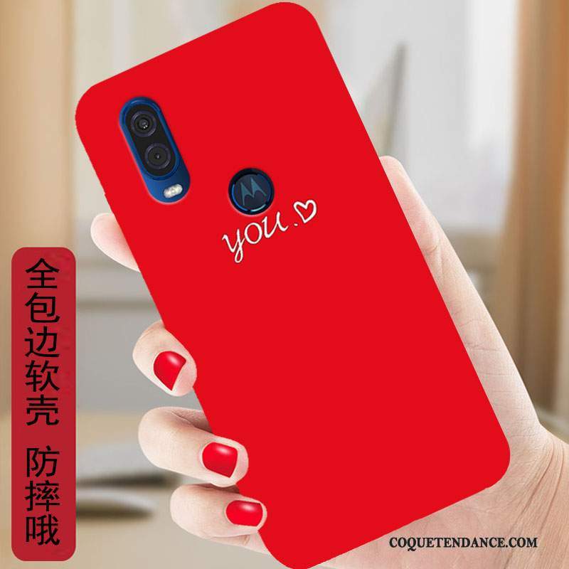 Motorola One Vision Coque Protection Rouge Étui Fluide Doux