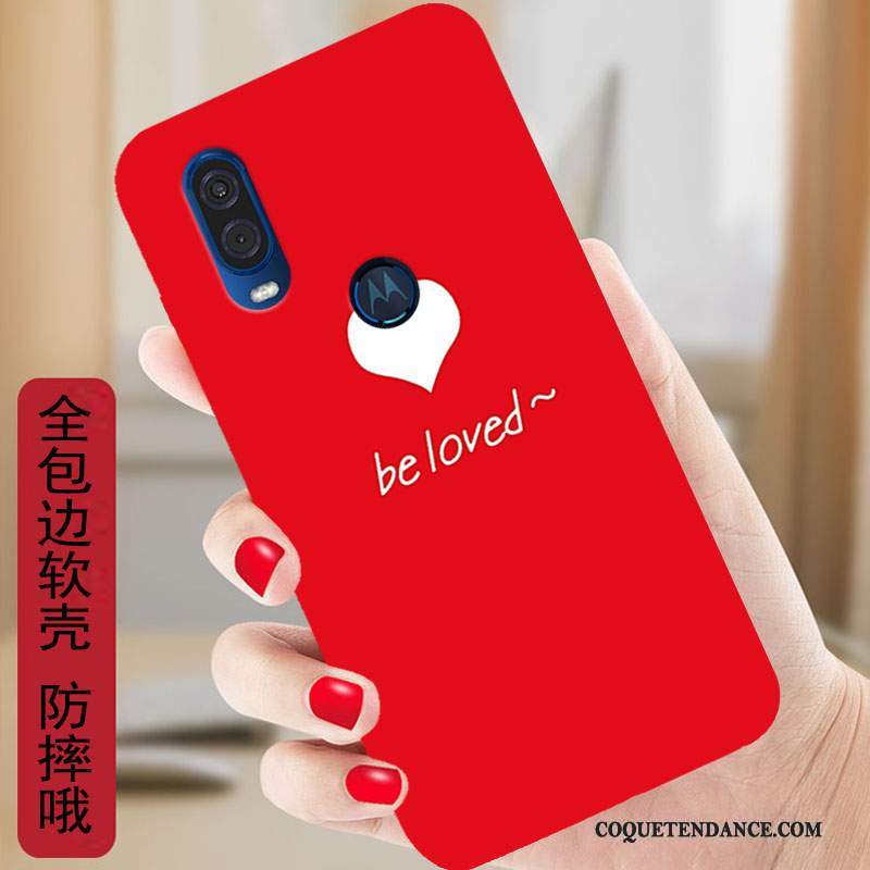 Motorola One Vision Coque Protection Rouge Étui Fluide Doux