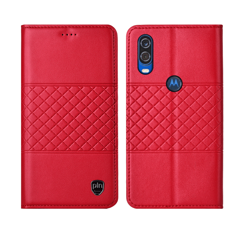 Motorola One Vision Coque Tout Compris Cuir Véritable Noir Housse De Téléphone