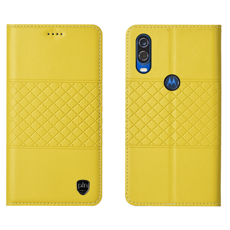 Motorola One Vision Coque Tout Compris Cuir Véritable Noir Housse De Téléphone