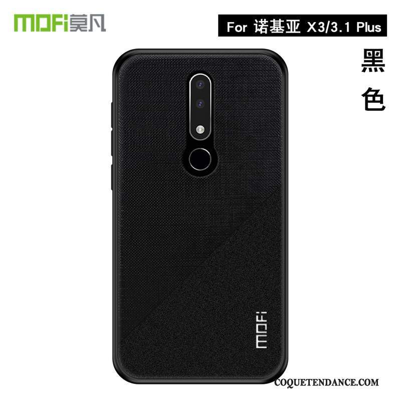 Nokia 3.1 Plus Coque Étui Protection Modèle Fleurie Or Tissu