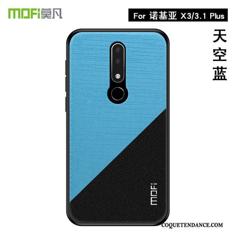 Nokia 3.1 Plus Coque Étui Protection Modèle Fleurie Or Tissu