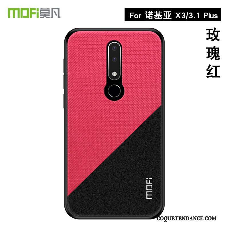 Nokia 3.1 Plus Coque Étui Protection Modèle Fleurie Or Tissu