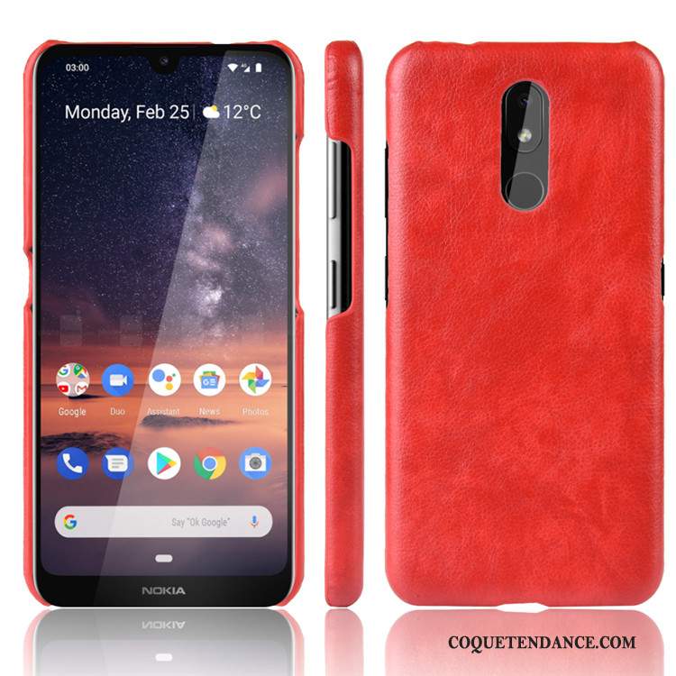 Nokia 3.2 Coque Cuir Rouge Modèle Fleurie Protection