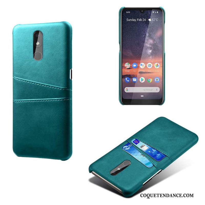 Nokia 3.2 Coque Vert Modèle Fleurie Portefeuille Étui Protection