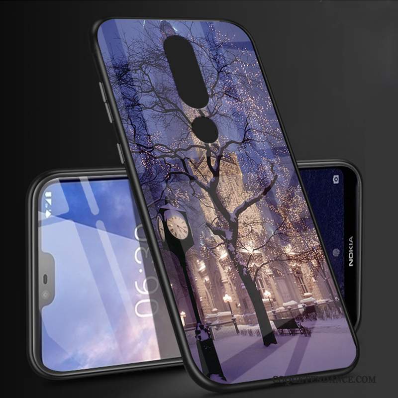 Nokia 5.1 Plus Coque Verre Dessin Animé Étui Blanc